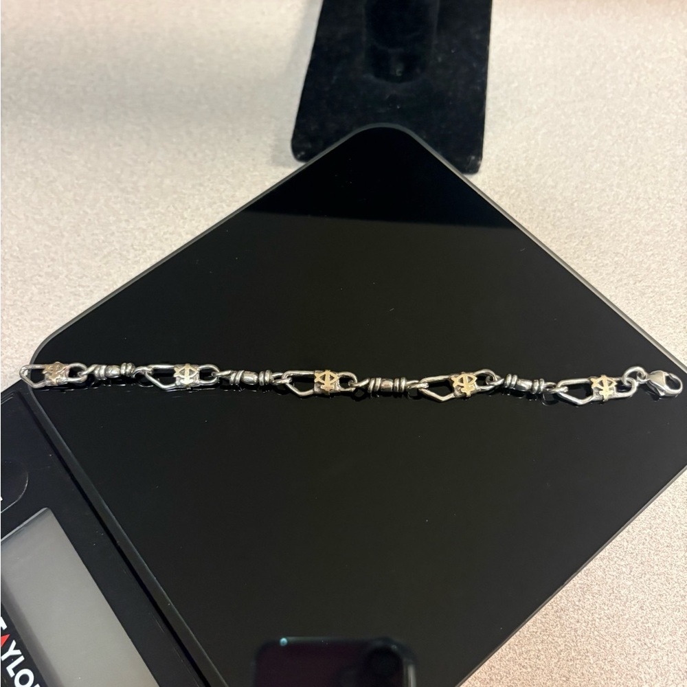 Sterling Silver Two-Tone Link Bracelet - Silver/Gold 10k/925